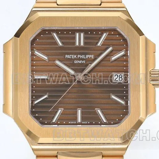 Patek Philippetop-tier watch PPF Factory45MM brown plate mechanical rose goldsteel bracelet model 5821front live photo