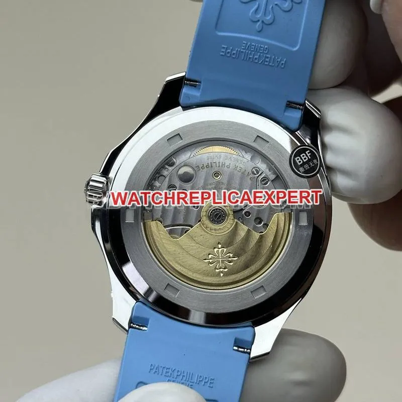 Patek Philippe watch BBF factory grenade black dial blue rubber model 5167Afront live photo
