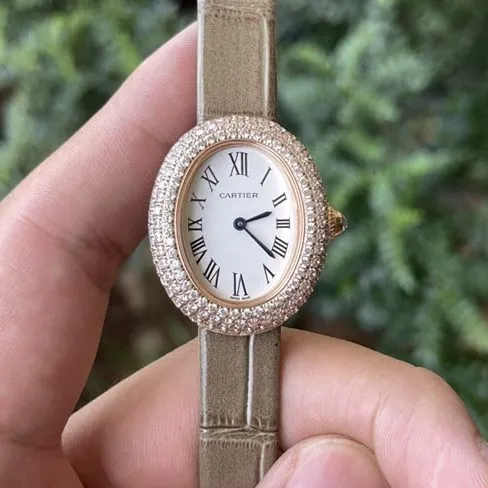Top copy watches Cartier bathtub series women's quartz belt watch front view