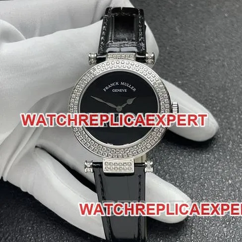 1:1replica watch frank mill quartz ABF factory black dialdiamond bezel black leather braceletfront live photo