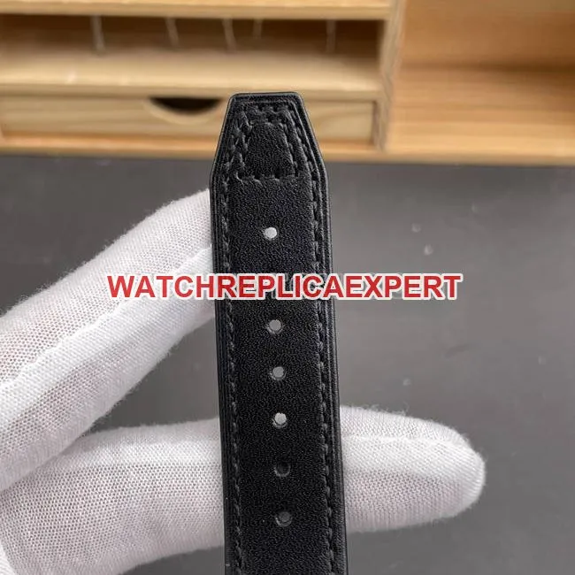 watch aps factory pilot IWC black dialchronograph leather braceletfront live photo