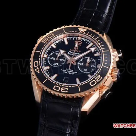 watch N1 factory SeamasterOmega 600m black dialrose gold leather braceletclasp live photos