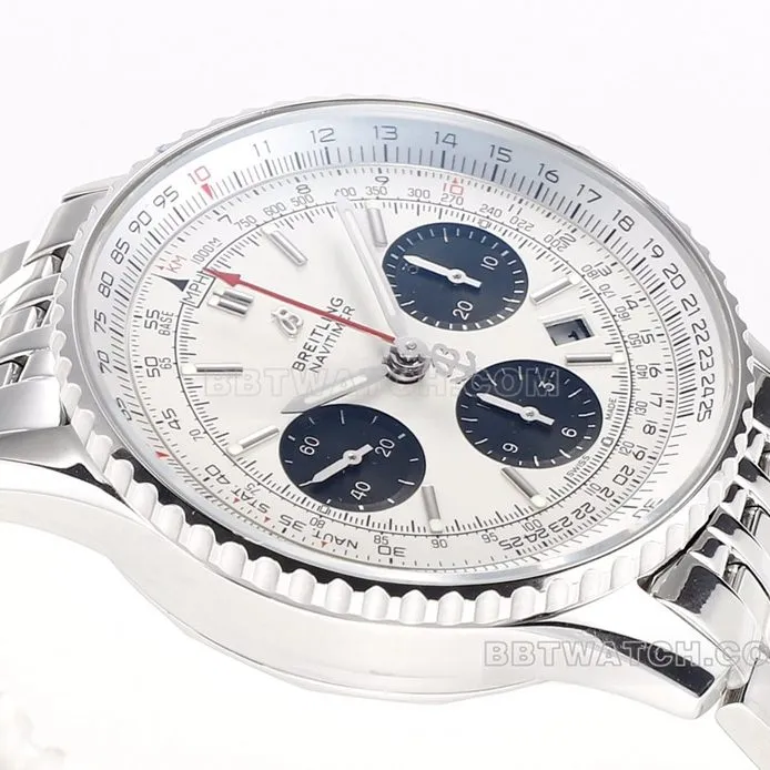 BLS factory Breitling aviation chronograph1:1super silver panda disk AB0121211G1A1front live photo