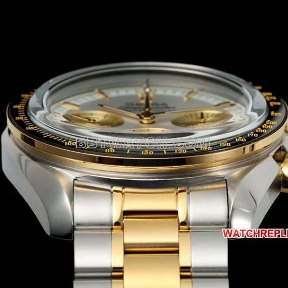 Omega Speedmaster 1:1top-tier replicasilver dial gold steel bracelet model 310.20.42.50.02.001side live photo
