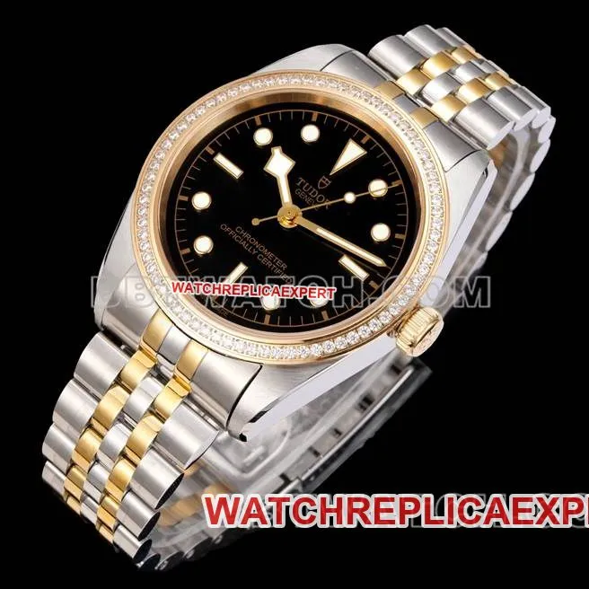 Tudortop-tier watch V9 Factory Biwan 41mm Swarovski diamond ring mechanical gold steel bracelet front live photo