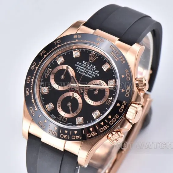 C Factory RolexDaytona1:1super clonerose gold black diamond plate m116515ln-0057front live photo