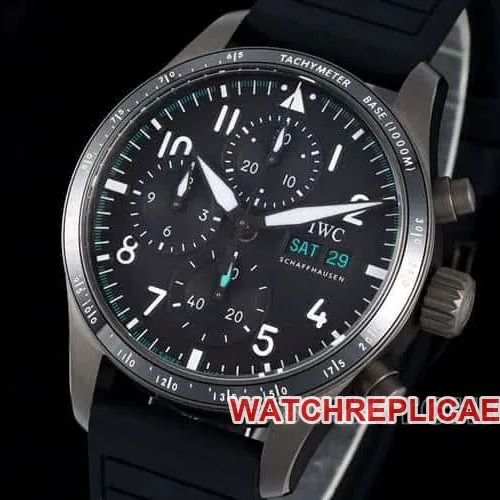 BLSIWC pilot top-tier 1:1high-quality replicablack dialchronograph rubber model IW388306front live photo