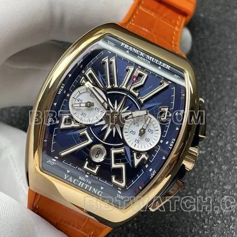 collectible watch Frank Muller ABF factory V45blue dial gold case leather braceletfront live photo