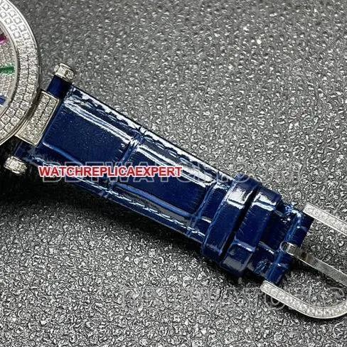 Frank Muller 1:1replica watch quartzABF factory diamond bezel blue leather braceletfront live photo