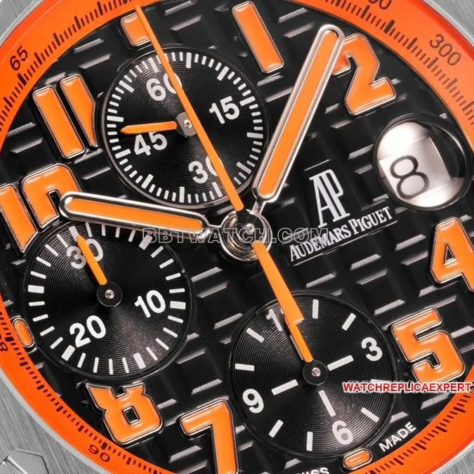 TW factory Audemars PiguetRoyal Oak offshore type 1:1super ivory black dial orange inner bezel26170front live photo