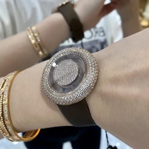 top-tier Jack Bao high-quality women's black dial black belt quartz watch front view