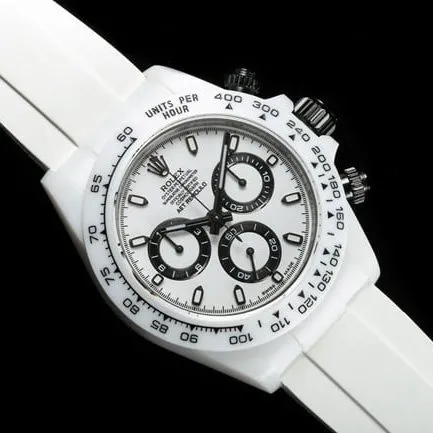 TW factory top-tier replicaRolexsuper men's white dialrubber strapDaytona series fully automatic movement watch detail shots