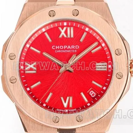 collectible watch ChopardGH factory snow mountain proud wing red plate 41mmrose gold steel braceletfront live photo
