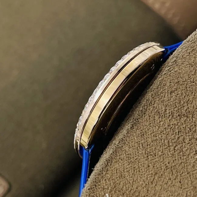 top-tier watch Piaget blue dial blue belt time series leather strap watch front view