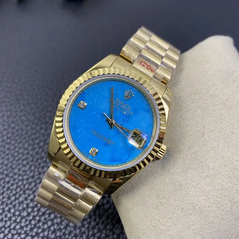Rolex high-quality watch Day-Date type rare turquoise dial watch front view