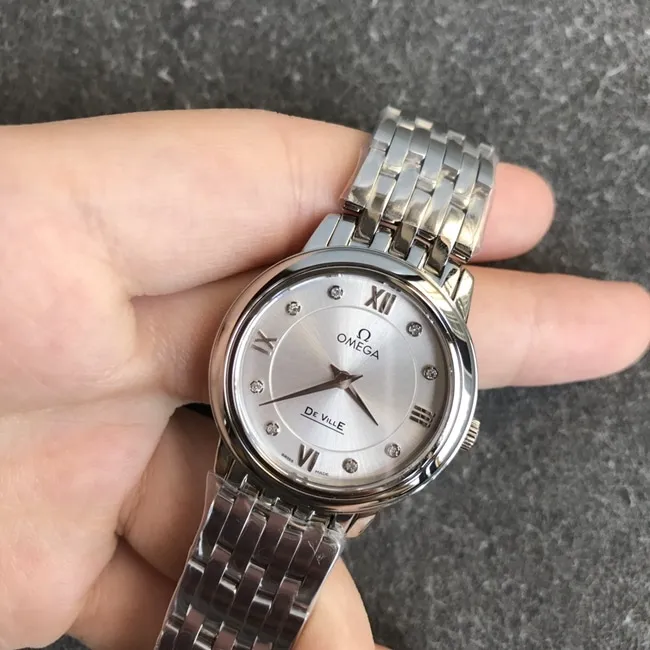 DK factory Omegatop-tier watch women's white dialsteel bracelet new Diefei series natural real diamond quartz watch front view