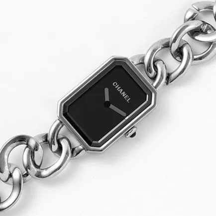 top-tier replicaChanel women's black dialsteel braceletPremiere watch series quartz watch front view