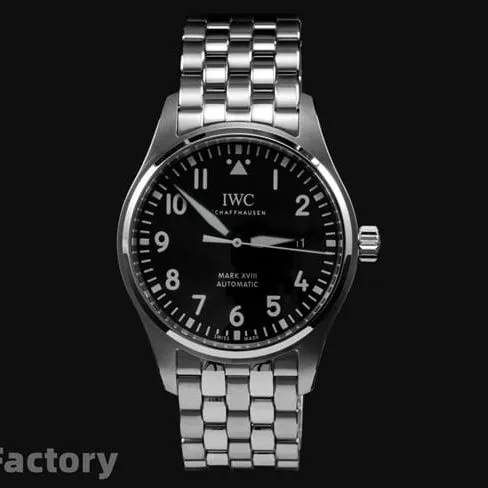 V7 factory IWC top-tier watch men's black dialsteel bracelet mechanical ultimate version mark eighteen series watch front view