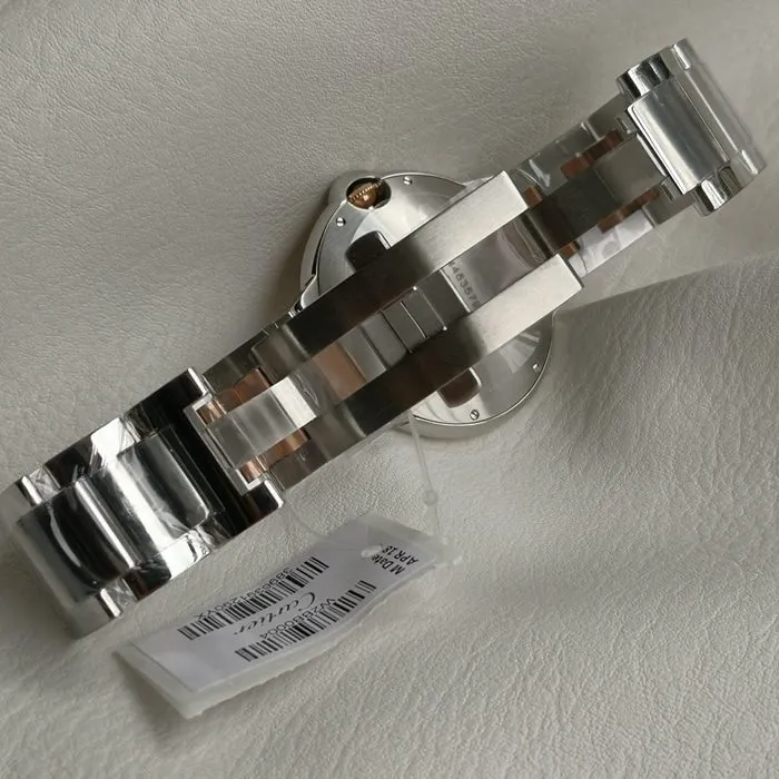 top-tier watch Cartier men's white dial blue balloon series steel bracelet watch front view