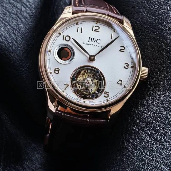 collectible watch tur factory IWC portugal rose goldwhite dialtourbillonfront live photo