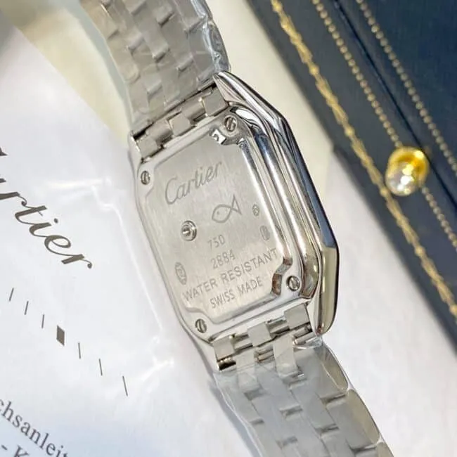 top-tier watch Cartier women's white dialsteel bracelet cheetah series quartz watch front view