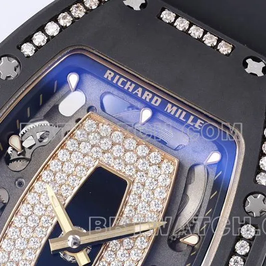 Richard Mille collectible watch ZF Factory black ceramic diamond mechanical watch RM07-1front live photo