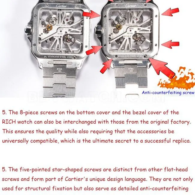 RF factory Cartier hollow Santos top-tier watch comparison Genuine difference