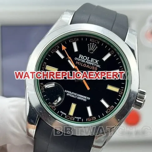 collectible watch magnetic type VS FactoryRolexblack dial green glass front live photo