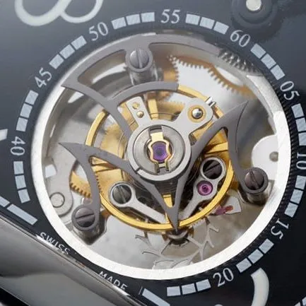 ABF factory top-tier Frank Muller high-quality watch men's black dial black belt leather strap manual mechanical tourbillon front view