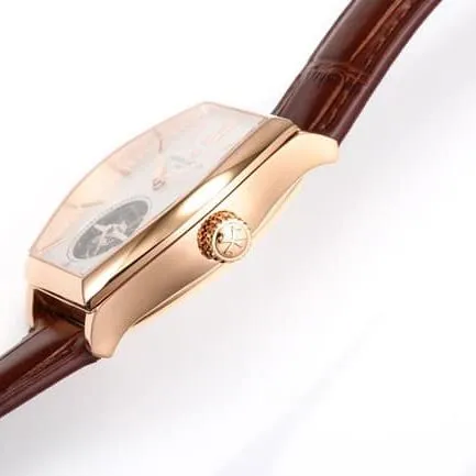 VCR factory Vacheron Constantintop-tier watch Malta tourbillon series men's white dial brown belt watch front view