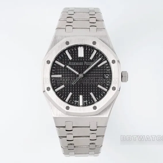 APS factory Audemars PiguetRoyal Oak1:1super cloneblack dialsteel bracelet model 15510ST.OO.1320ST.07front live photo