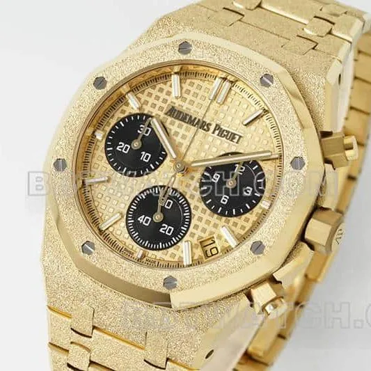 APS factory Audemars PiguetRoyal Oaktop-tier gold plate chronograph frost gold 26240front live photo