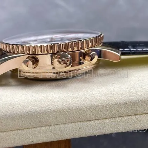 top-tier watch BLS factory Breitling aviation chronographrose goldblack dialleather strap model front live photo