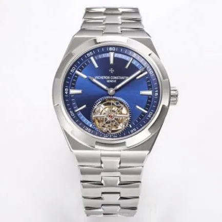 Big factory high-quality BBR2022 new model released Vacheron Constantin blue dial, the king of steel watches with peak appearance, travels all over the world tourbillondetail shots