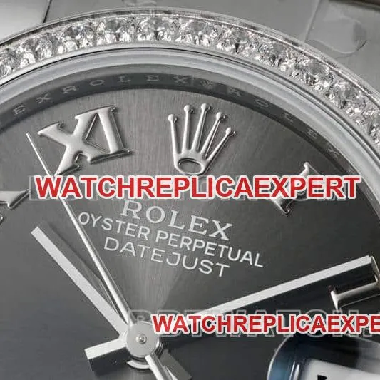 ARF FactoryRolex log top-tier dark gray plate Roman numerals diamond bezel31mm three grid link 278289front live photo