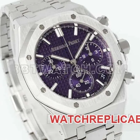 APS factory Audemars PiguetRoyal Oaktop-tier 1:1high-quality purple plate chronograph26240front live photo