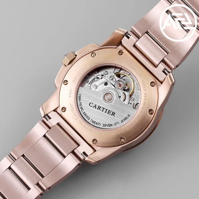 top-tier watch Cartier Kalibo series men's white dial pink steel bracelet automatic movement watch front view