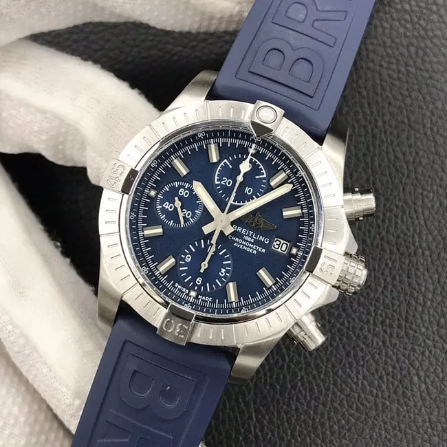Breitlingtop-tier watch Avengers series full automatic movement men's blue dialrubber strap front view