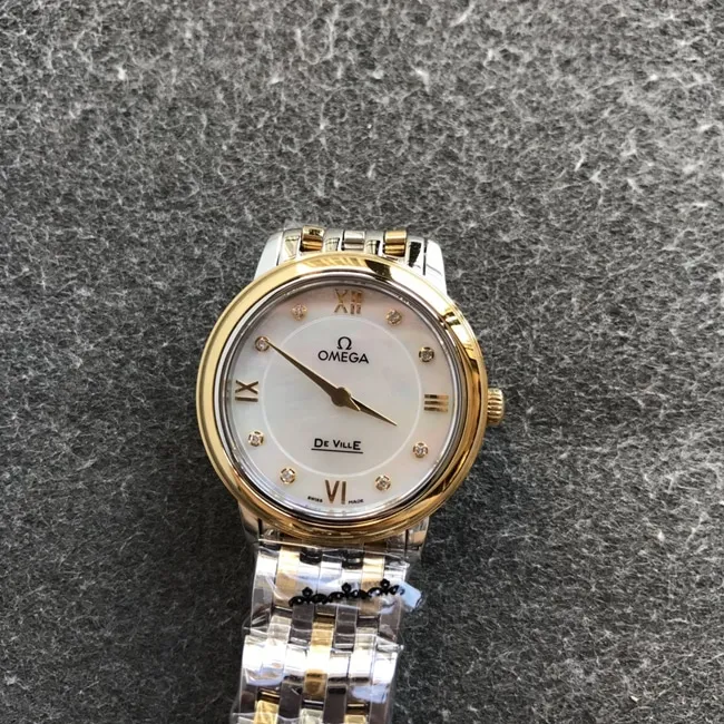 DK factory top-tier replicaOmegahigh-quality watch women's white dial Diefei series quartzsteel bracelet watch front view