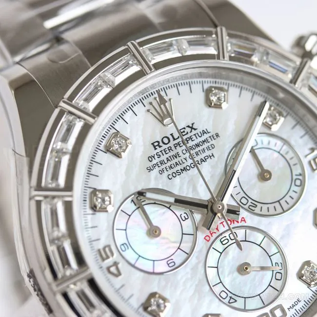 collectible watch PPM factory DaytonaRolex white mother-of-pearl dial 4130 mechanical front live photo