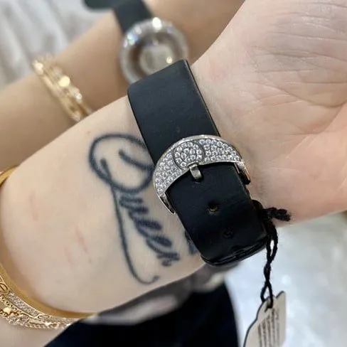 top-tier Jack Bao watch women's black dial black belt quartz front view