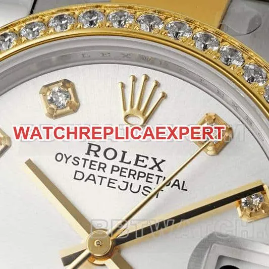 ARF factory Rolex log top imitation silver plate diamond ring 31mm intermediate gold three compartment link 2783383 front real picture