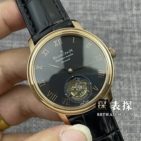 JB factory Blancpain art master top-tier 1:1high-quality watch men's black dialtourbillonleather strap model pictures and prices front live photo
