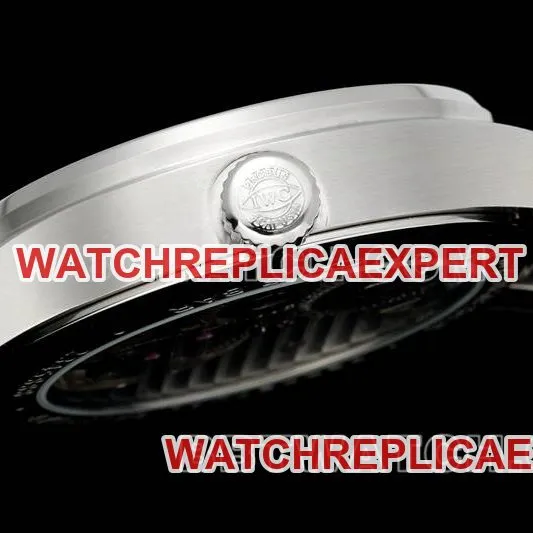 IWC watch RMS factory Portugal white dialtourbillon mechanical leather strap model front live photo