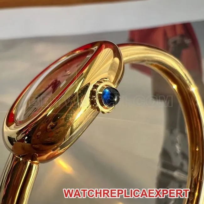 Watch BBA Factory Bathtub Cartier Silver White Dial Gold Bezel Quartz Front Real Shot Picture