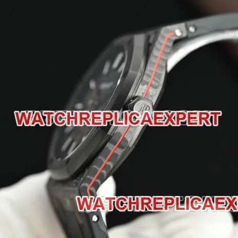 top-tier watch Royal OakDiW factory Audemars Piguet carbon fiber red needle 15500front live photo