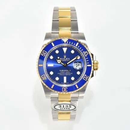 CLEAN FactoryRolextop-tierhigh-quality watch blue dial gold belt v4 latest version 18k mechanical watch front view