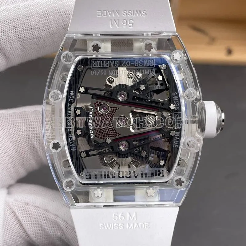 Richard Mille watch RM factory transparent crystal case tourbillon mechanical RM38-02front live photo
