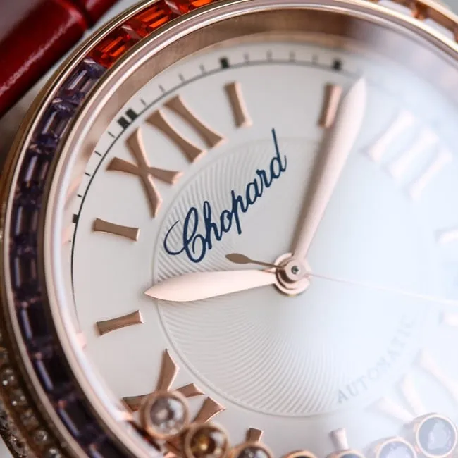 Chopardtop-tier watch chopard Happy Sport series full automatic movement women's white dial black belt clasp picture