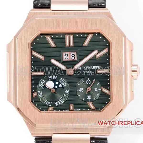 3K FactoryPatek PhilippeCUBITUStop-tier 1:1high-quality replicagreen dialrose gold5822front live photo